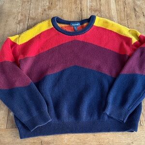 Modcloth Chevron Crewneck Sweater - Red, Yellow, Navy